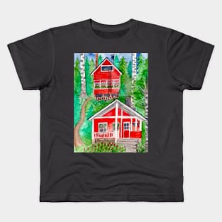 Cabin in the Woods - Summer Watercolor Kids T-Shirt